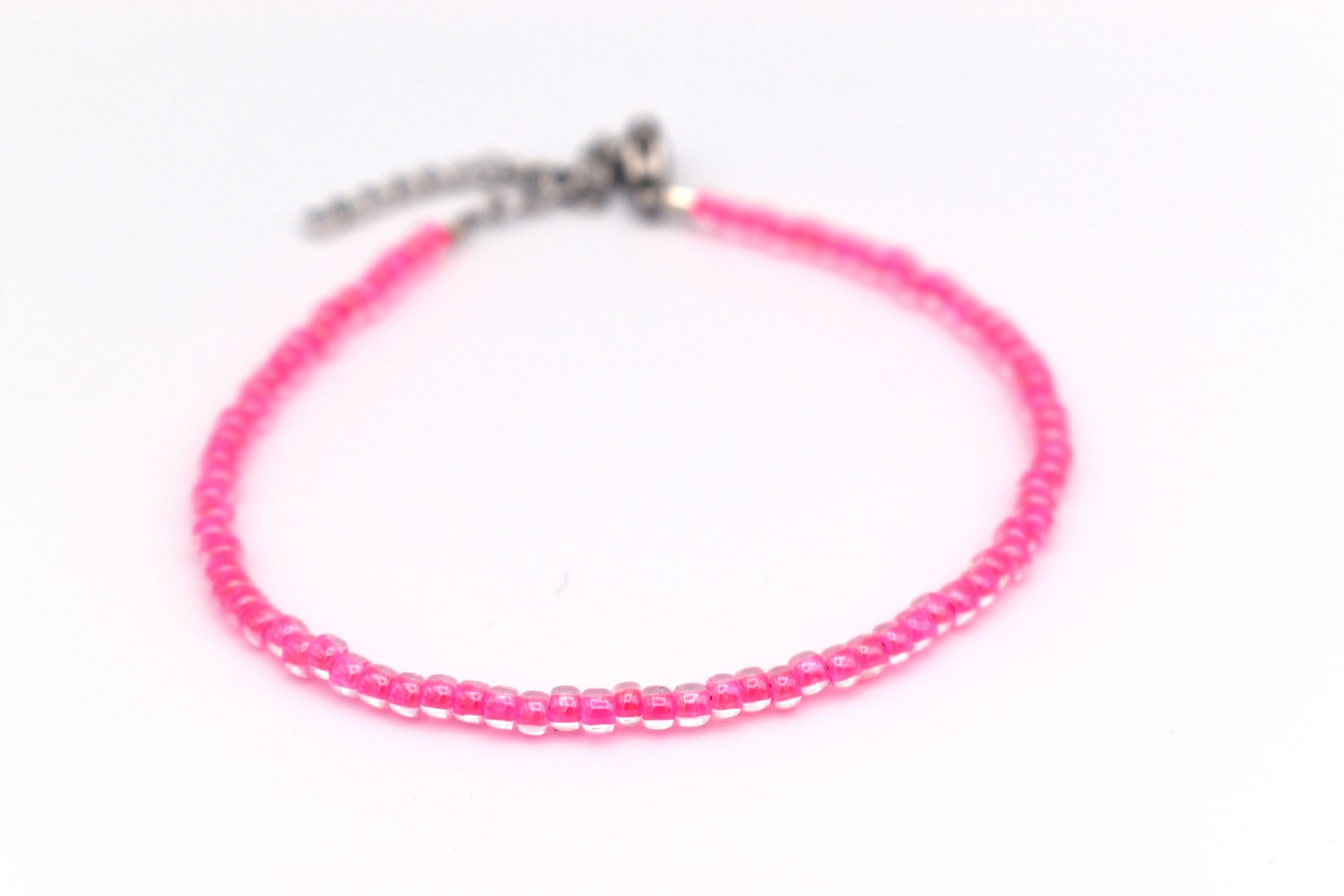 Hot Pink Ankle Bracelet Neon Pink Beaded Anklet Seed Bead Etsy