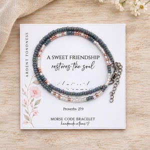 Unique "A Sweet Friendship Restores The Soul" Morse Code Bracelet - Personalized Meaningful Best Friend Gift