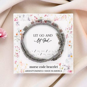 Inspirational Let Go and Let God Christian Morse Code Beaded Bracelet Gift for Women, Encouragement Jewelry for Her, Motivational Scripture