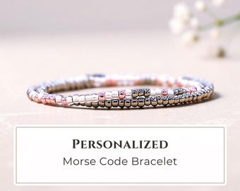 Personalized Morse Code Bracelet with Custom Message, Beaded Hidden Message Jewelry, Meaningful Gift for Her, Custom Bracelet Women
