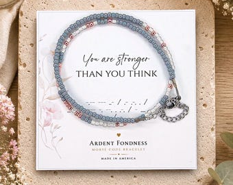 Morse Code Bracelet: You Are Stronger Than You Think Inspirational Beaded Jewelry