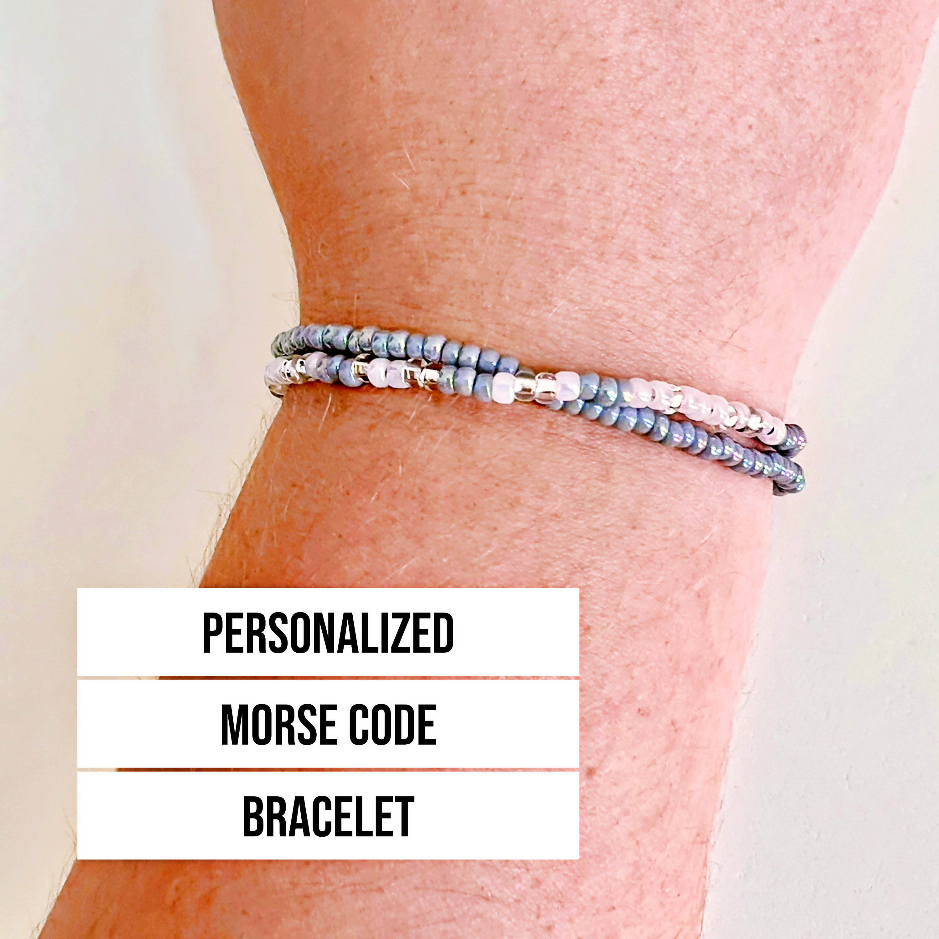 1pcs Inspirational Morse Code Bracelet Black Beaded Wrap Chain Women Men  FAST