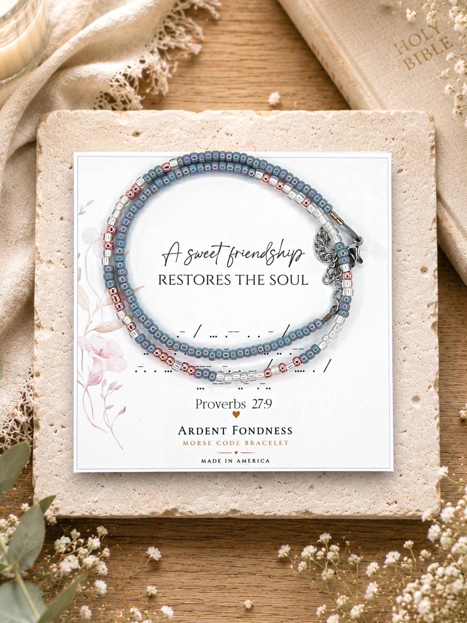 Unique "A Sweet Friendship Restores The Soul" Morse Code Bracelet -…