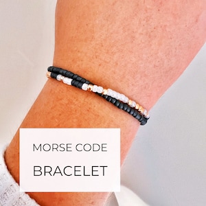 Custom Morse Code Bracelet Beaded Bracelet Stack Best Friend Gift Idea Personalized Gift for Her Unique Jewelry Memorial Jewelry image 1