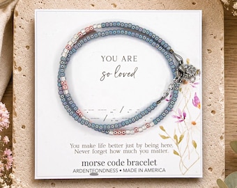 You Are So Loved Morse Code Bracelet | Dainty Encouragement Gift | Adjustable Minimalist Affirmation Jewelry