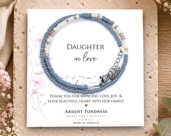 Daughter In Love Morse Code Bracelet, Daughter In Law Gift, Unique Birthday Engagement Jewelry for Daughter in Law mother-in-law father