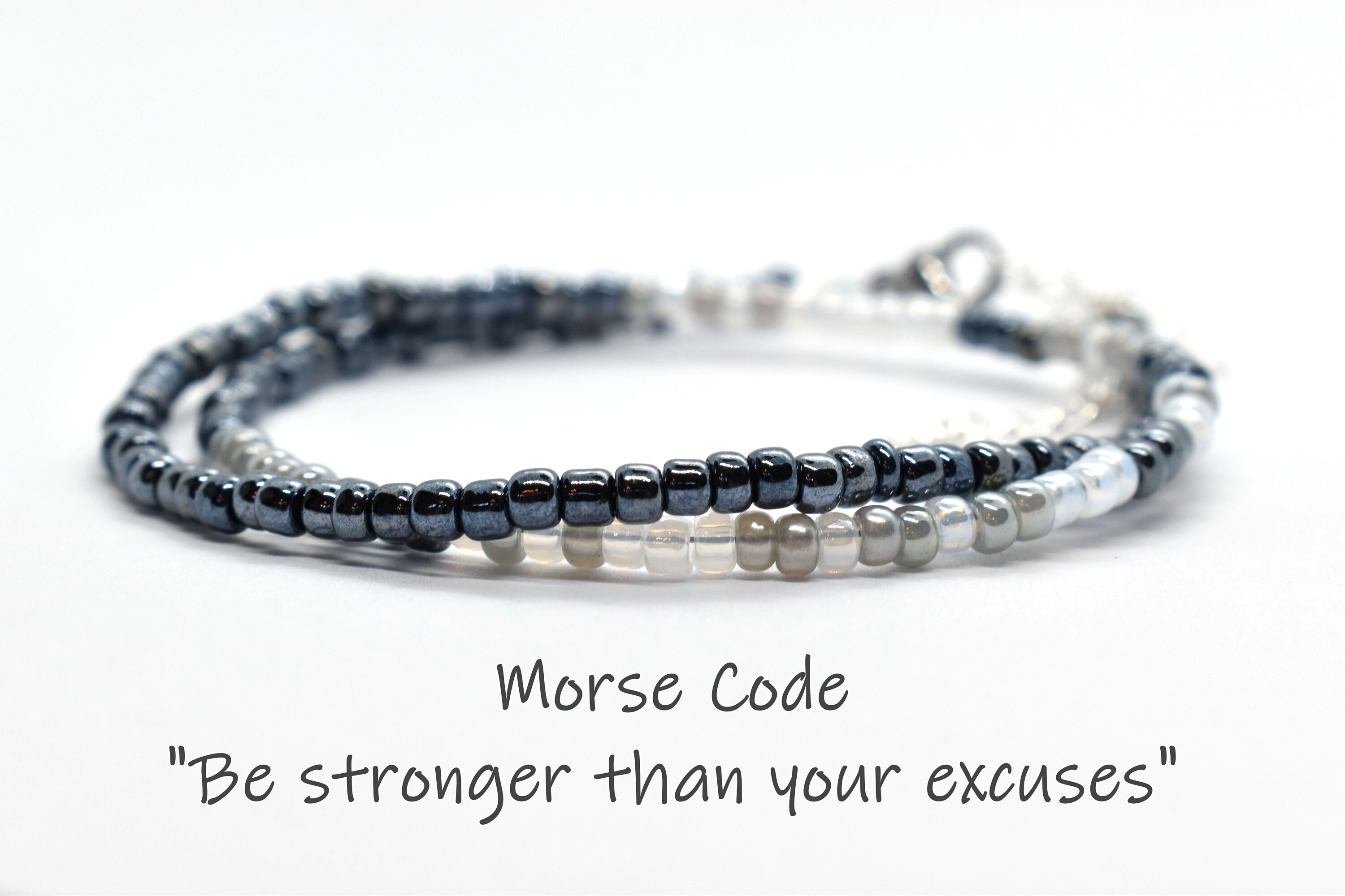 Motivational Morse Code Bracelet No Excuses Drink Your | Etsy