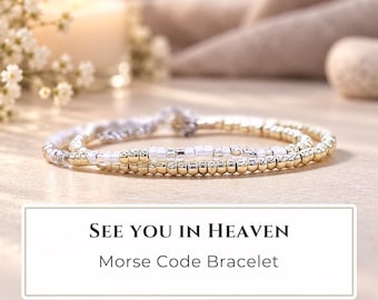 Memorial Bracelet, See You in Heaven, Custom Morse Code Jewelry Personalized With Their Name