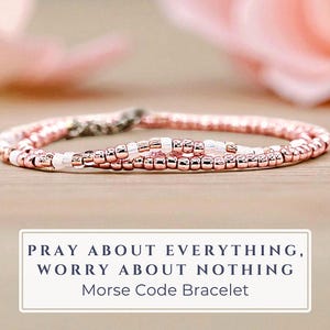 Pray About Everything, Worry About Nothing Morse Code Bracelet: Christian Encouragement, Faith Jewelry Prayer Bracelet Christmas Gift