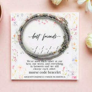 Pulsera de código Morse para mejor amiga: pulsera de la amistad, regalo para ella, idea de regalo de cumpleaños, regalo único para Navidad.