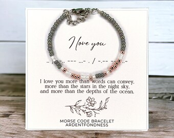 Morse Code I Love You Bracelet Romantic Jewelry for Girlfriend Birthday Gift for Wife Secret Message Jewelry Anniversary Gift for her Mom