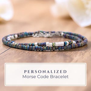 Bracelet personnalisé de perles en argent avec message Code Morse pour femme, citation personnalisée bijoux, idées cadeaux uniques pour elle, cadeau personnalisé