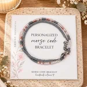 Custom Morse Code Bracelet Beaded Bracelet Stack Best Friend Gift Idea Personalized Gift for Her - Unique Jewelry Birthday Quote Lyric Gift