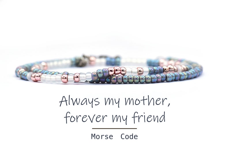 Mother Bracelet, Custom Morse Code Bracelet for Mom, Birthday Gift Jewelry Meaningful Gift Always my mother forever my friend, 