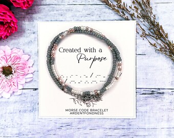 Created With a Purpose Morse Code Bracelet, Religious gift for her, Christian Jewelry, Graduation Baptism Confirmation Gift for Goddaughter