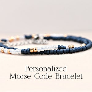 Custom Morse Code Bracelet Beaded Bracelet Stack Best Friend Gift Idea Personalized Gift for Her Unique Jewelry Memorial Jewelry image 8