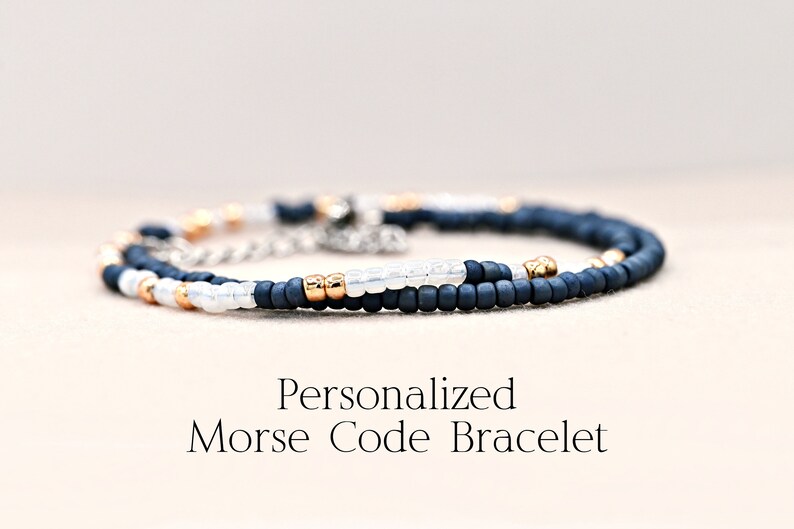 Custom Morse Code Bracelet Beaded Bracelet Stack Best Friend Gift Idea Personalized Gift for Her Unique Jewelry Memorial Jewelry image 8