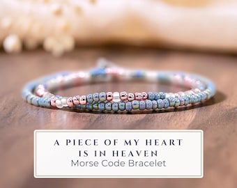 Custom A Piece of My Heart is in Heaven Remembrance Morse Code Bracelet, Sympathy Gift Miscarriage Gift for Loss of Baby, Stillborn Mom Son