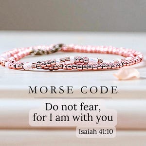 Do Not Fear For I Am With You Morse Code Beaded Bracelet, Isaiah 41:10 Jewelry, Christian Gift for Women, Bible Verse Scripture Religious