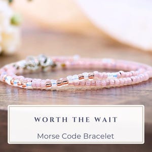 Morse Code "Worth the Wait" Bracelet: Stainless Steel Christian Gift