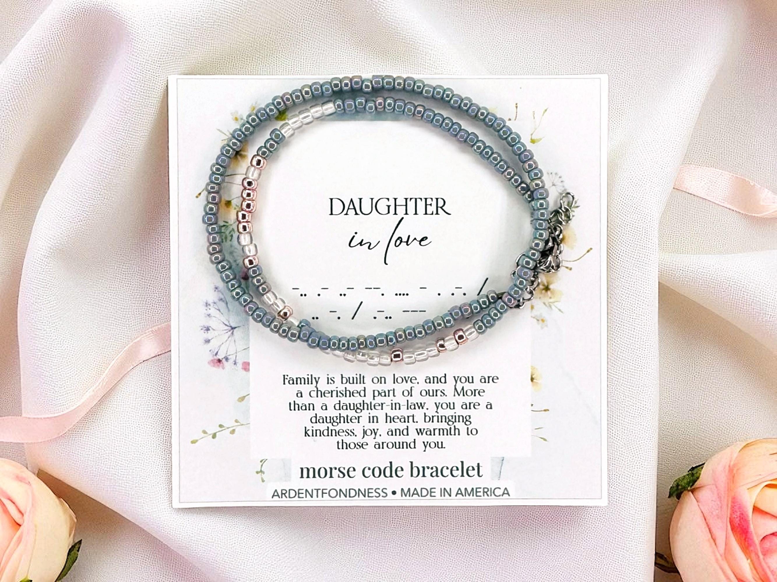 Daughter In Love Morse Code Bracelet, Daughter In Law Gift, Unique Birthday Engagement Jewelry for Daughter in Law mother-in-law father