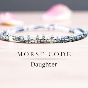 Daughter Morse Code Bracelet, Daughter Jewelry for Women, Daughter Gift from Mom and Dad Daughter Birthday Gift from Mother and Father