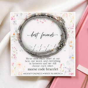 Pulsera de mejor amiga, joyería con código Morse para mejor amiga, regalo de amistad para mejor amiga, idea de regalo de cumpleaños para mejor amiga, regalo para ella