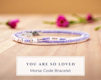 You Are So Loved Morse Code Bracelet | Dainty Encouragement Gift | Adjustable Minimalist Affirmation Jewelry