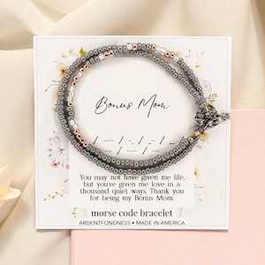 Bonus Mom Morse Code Bracelet: Stainless Steel Wire & Beads