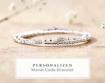 Custom Morse Code Bracelet Personalized Message | Dainty Beaded Secret Message Jewelry | Unique Minimalist Keepsake