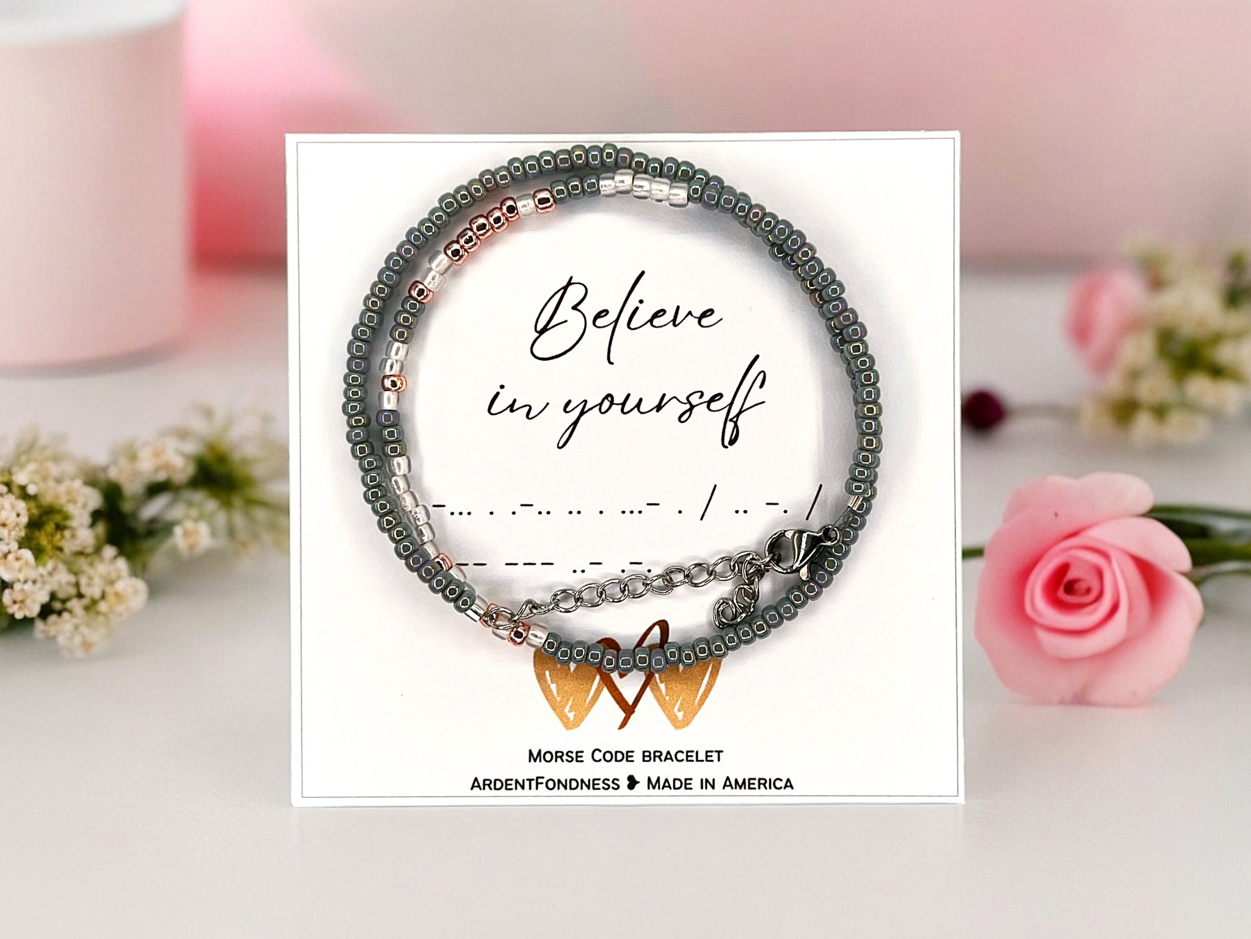Believe in Yourself Bracelet Morse Code Encouragement Jewelry Mental Health Awareness Self Love Gift for Her Good Luck Congrats Graduation Etsy UK