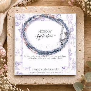 Nobody Fights Alone Bracelet, Supportive Gift for Women, Cancer Support Jewelry, Get Well Soon, Strength, Support Encouragement Fighter immagine 1