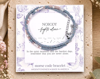 Nobody Fights Alone Bracelet, Supportive Gift for Women, Cancer Support Jewelry, Get Well Soon, Strength, Support Encouragement Fighter