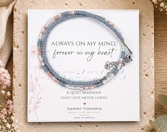 Custom Memorial Bracelet - Always On My Mind Forever In My Heart - Personalized Remembrance Jewelry - Sympathy Gift for Her - Bereavement