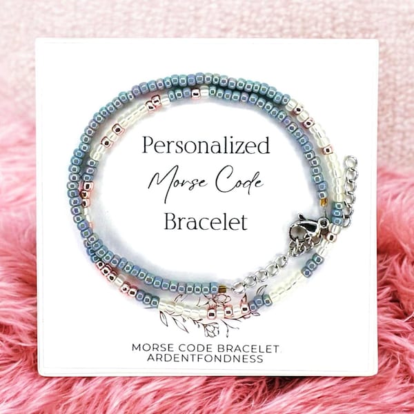 Custom Morse Code Bracelet Beaded Bracelet Stack Best Friend Gift Idea Personalized Gift for Her - Unique Jewelry Birthday Quote Lyric Gift