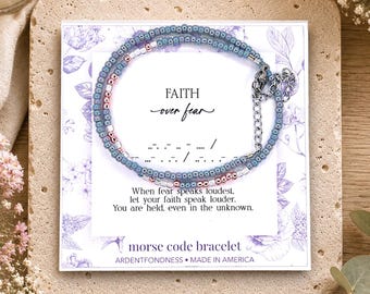 Faith Over Fear Bracelet Psalm 118:6 Secret Message Bracelet Morse Code Jewelry 2 Timothy 1 Christian Gift for Her Goddaughter Daughter
