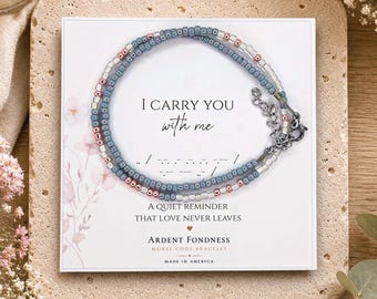 I Carry You With Me Morse Code Bracelet, Memorial Gift for Her, Sympathy Beaded Jewelry, Remembrance Bracelet, Loss of Loved One Gift Women