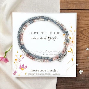 Bracelet Code Morse I Love You To The Moon and Back - Bijoux à message caché pour femme
