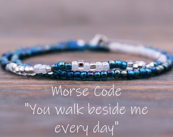 You Walk Beside Me Every Day Memorial Jewelry Morse Code | Etsy