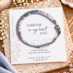 Forever In My Heart Dad Memorial Gift for Loss of Dad – Morse Code Bracelet for Father Remembrance – Sympathy Gift for Grieving Daughter
