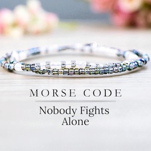 Nobody Fights Alone Bracelet, Survivor Gift, Cancer Support Bracelet, Breast Cancer Survivor, You are not alone, Friendship Bracelet BFF