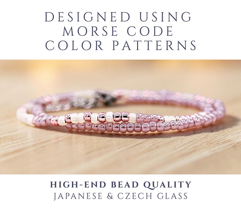 Bonus Mom Morse Code Bracelet: Stainless Steel Wire & Beads image 3