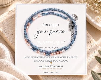 Protect Your Peace Morse Code Bracelet, Empowering Gift for Her, Self Love Beaded Jewelry, Inspirational Affirmation Bracelet for Women