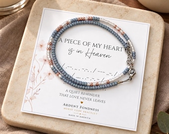 Custom A Piece of My Heart is in Heaven Remembrance Morse Code Bracelet, Sympathy Gift Miscarriage Gift for Loss of Baby, Stillborn Mom Son