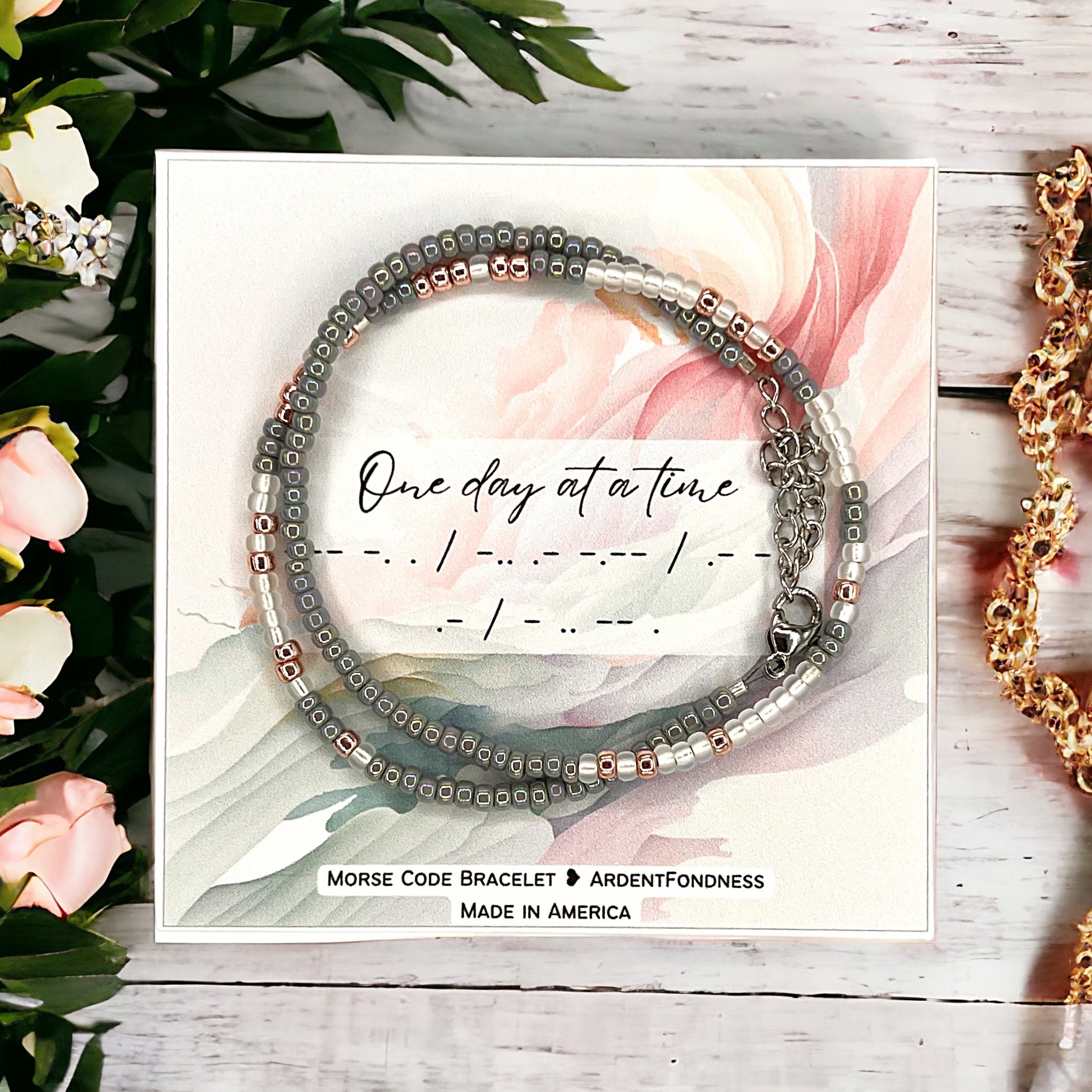 One Day at a Time Bracelet Morse Code Jewelry Serenity - Etsy 日本
