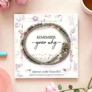 Remember Your Why Bracelet, Never Give Up Survivor Gift, Motivational Gift for Women, Inspirational Jewelry Morse Code for Her Yourself Self