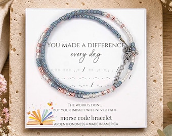 Morse Code Bracelet - You Made A Difference Every Day - Teacher Appreciation Gift, Thank You Jewelry