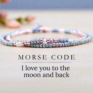 Pulsera de código Morse &quot;Te amo hasta la luna y de regreso&quot;, regalo de relación a larga distancia para novia, el mejor regalo para la esposa que lo tiene todo