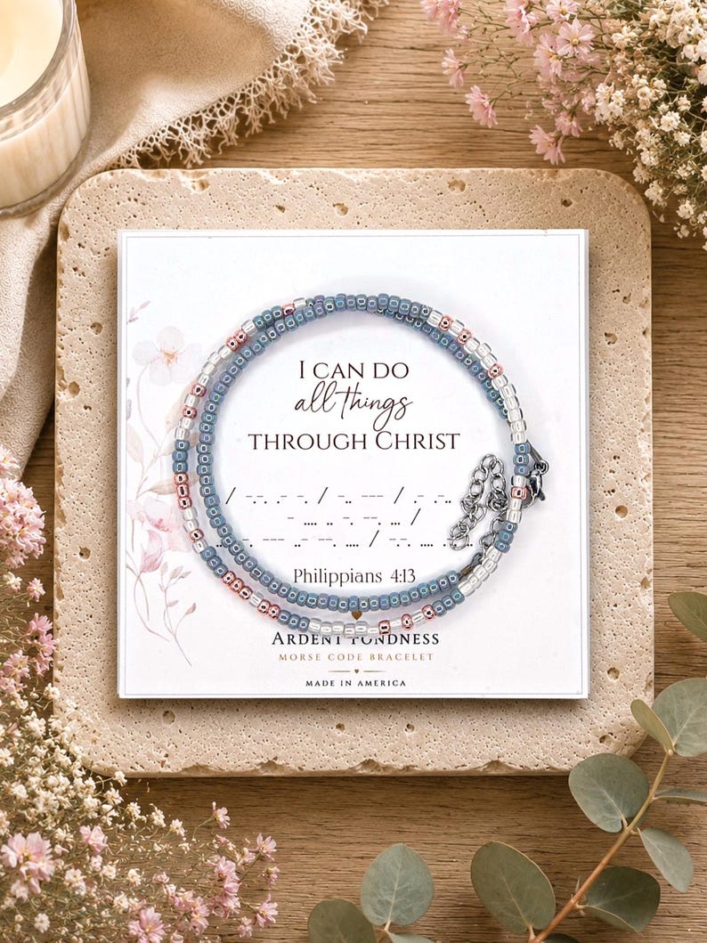 I can do all things through Christ Bracelet Philippians 4 13 Jewelry, Motivational Gifts for Her Bible Verse Bracelet Secret Message Jewelry bild 1