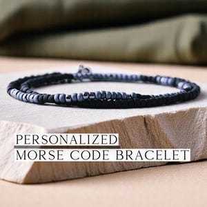 Men&#39;s Bracelet, Custom Morse Code Bracelet for Men Personalized Guy Gift for Him Unique Men&#39;s Jewelry Birthday Gift Father&#39;s Day Husband Dad